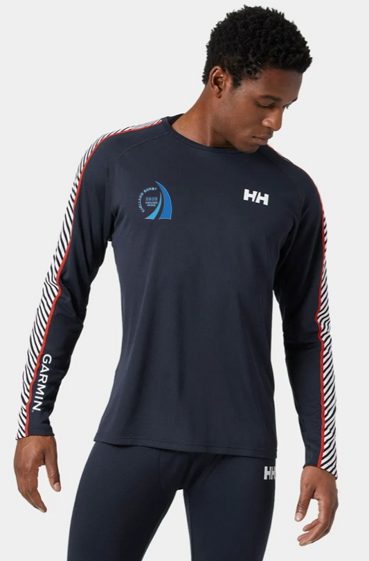 HH Lifa - Long Sleeve Striped Crew Base Layer - Mørkeblå